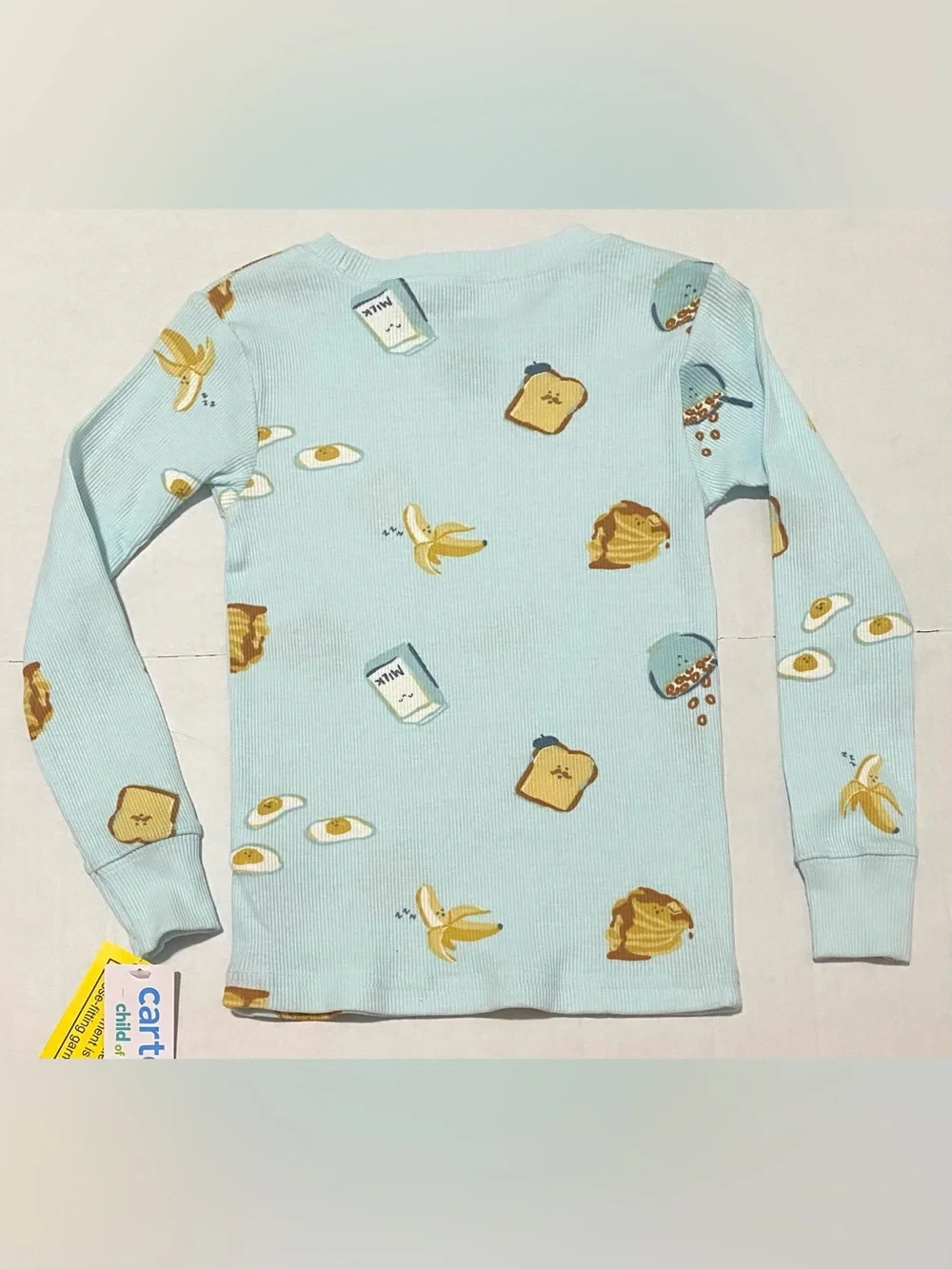 Carters 4T Blue Breakfast Food Print Two-Piece Cotton Pajamas Boho Fall Comfy